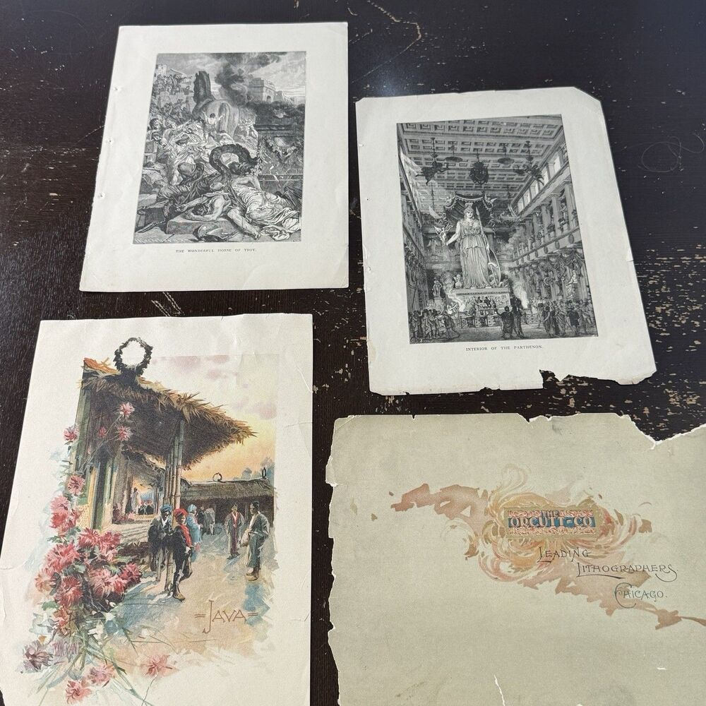 Antique Engravings / Lithograph Artwork Lot + Unique Rare Orcutt Co Advertising